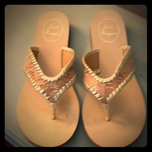 Jack Rogers sandals.  Cork and matte gold.